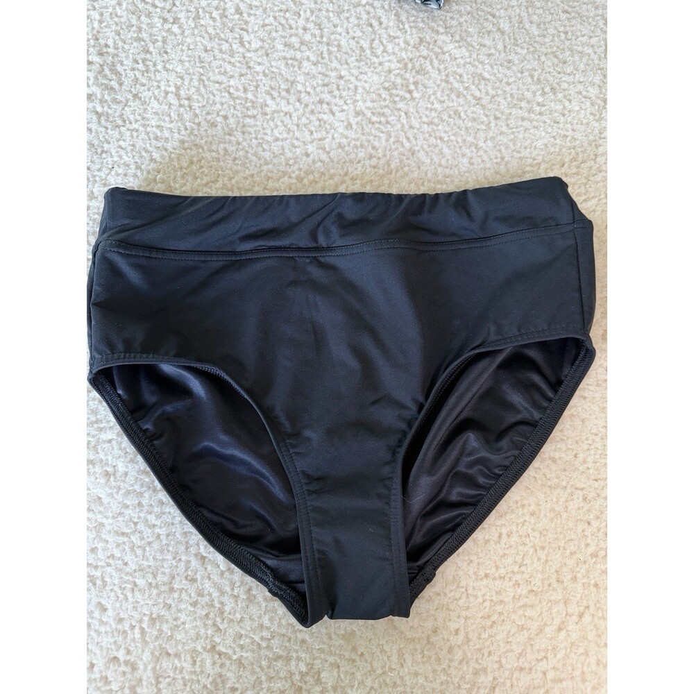 Lands' End Black High Waist Full Coverage Swim Bottom, Size 6